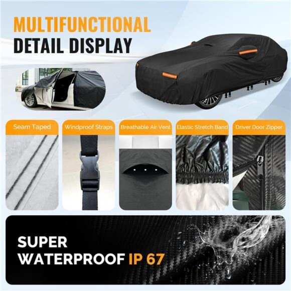 30 Layers Car Cover for Automobiles All Weather Waterproof, Outdoor Snowproof - Picture 4 of 7